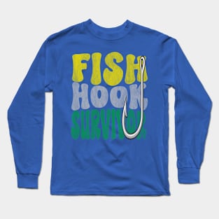 Fish Hook Survivor (retro distressed) Long Sleeve T-Shirt